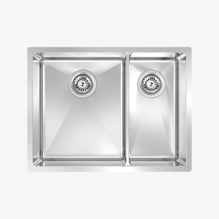Sink KITCHEN / Deco DI Art 3320 / for 60cm / Double (L) / Stainless Steel
